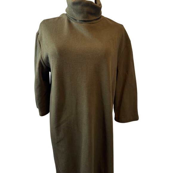 2/$30 Zara Trafaluc Medium Olive Green Flowy Long Sleeve Dress - Picture 4 of 13